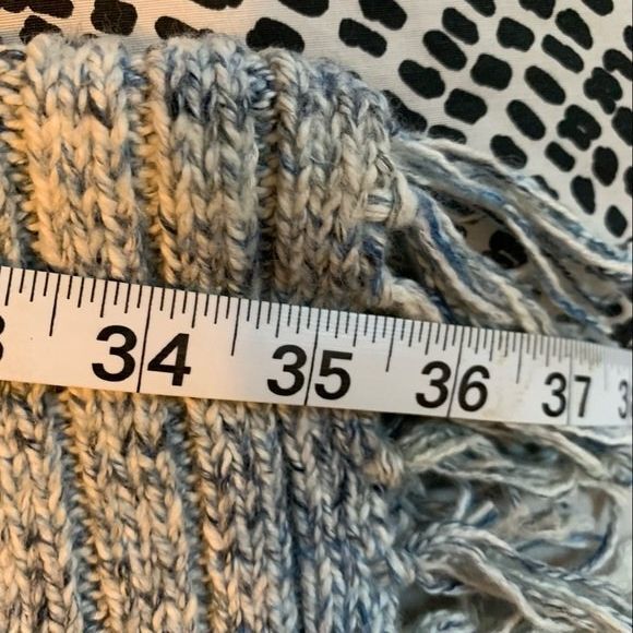 NEW Gap Blue Boho Cozy Fringe Flowy V Neck Poncho One Size - Picture 7 of 7